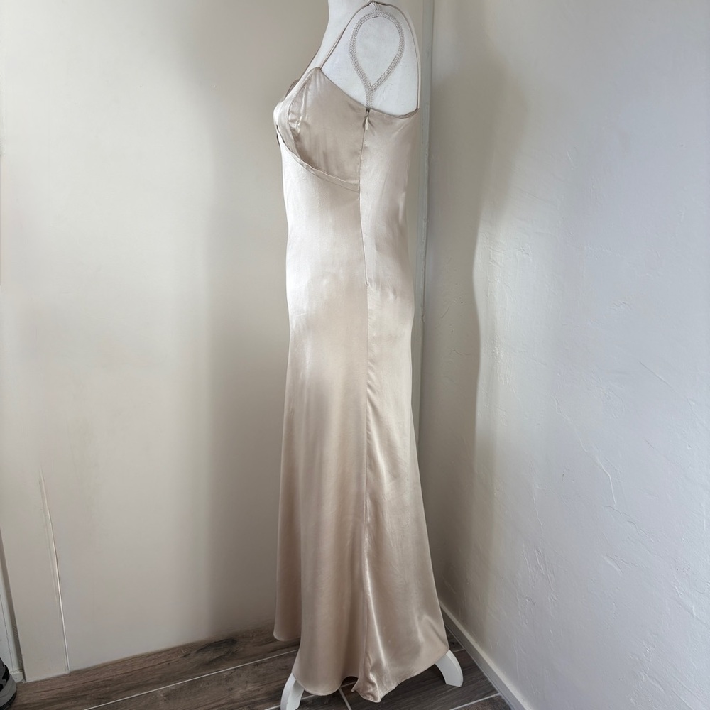 Silk Satin Classic Spaghetti Strap Slip Gown S - Picture 7 of 10